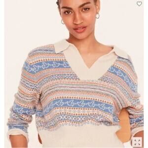 J. Crew Lambswool Blend Johnny Collar Fair Isle Sweater BD416 Size XXS